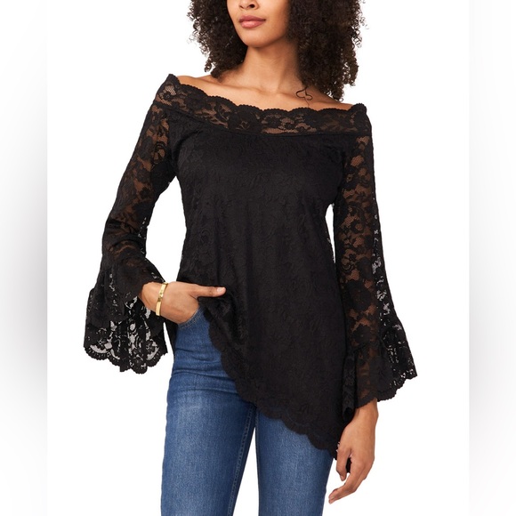 Vince Camuto Off-The-Shoulder Lace Blouse - Picture 1 of 6